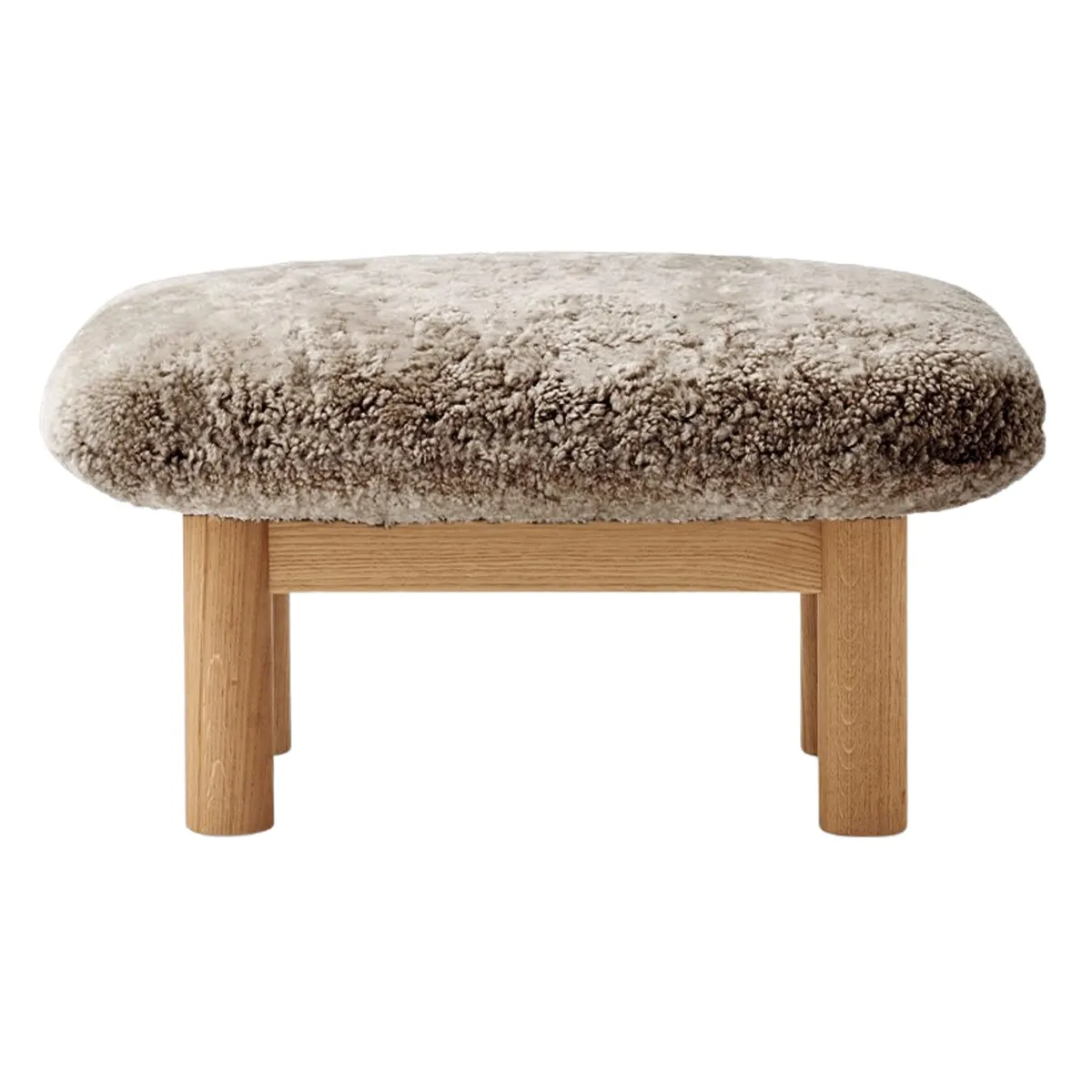 Brasilia Hocker Massiveiche Natur, Sheepskin Nevotex Root