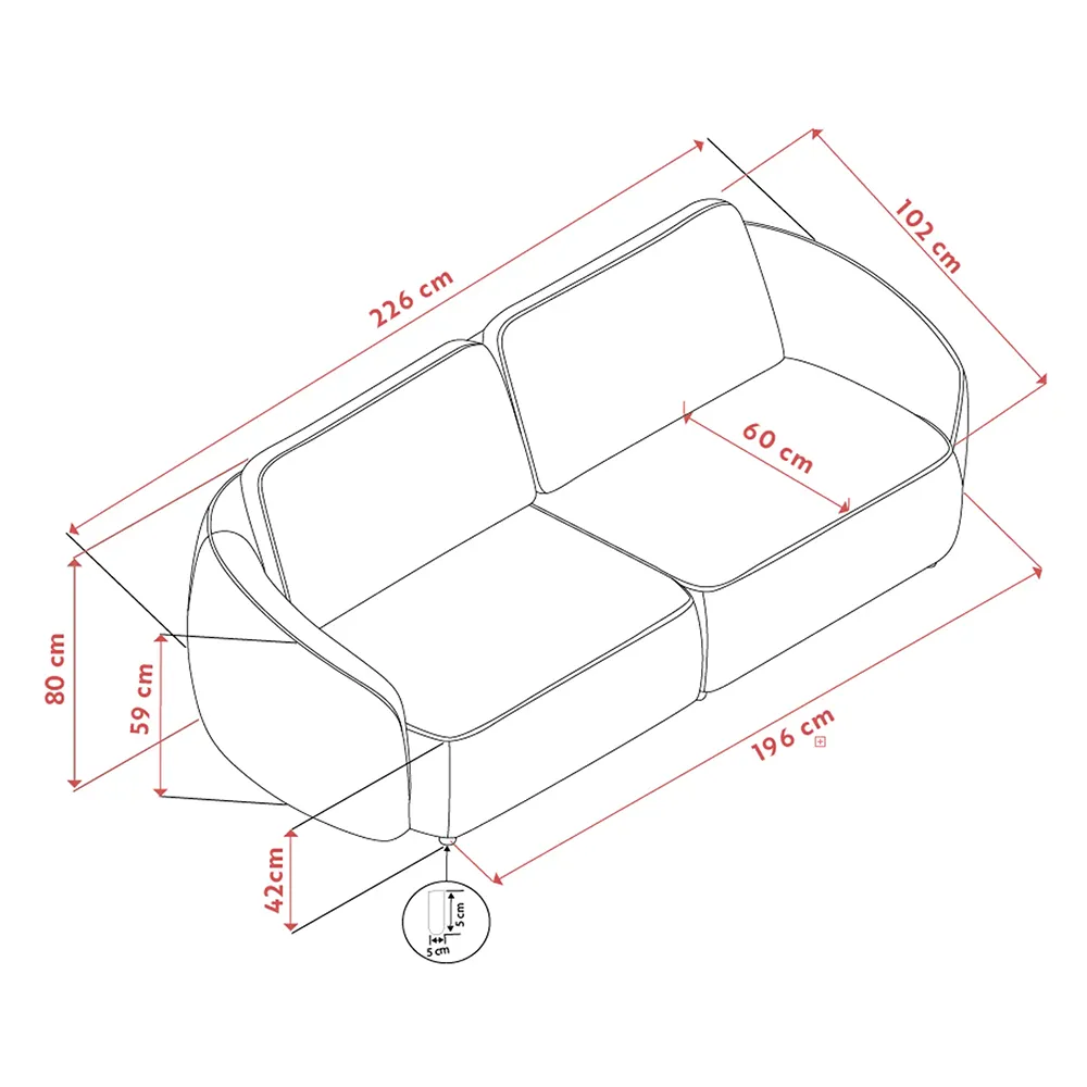 Norris Sofa 3-Sitzer Stoff Anna hellbeige