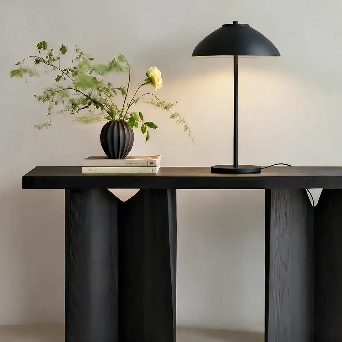 Tischleuchte Vali Ø 24 x H 40 cm Metall Schwarz matt