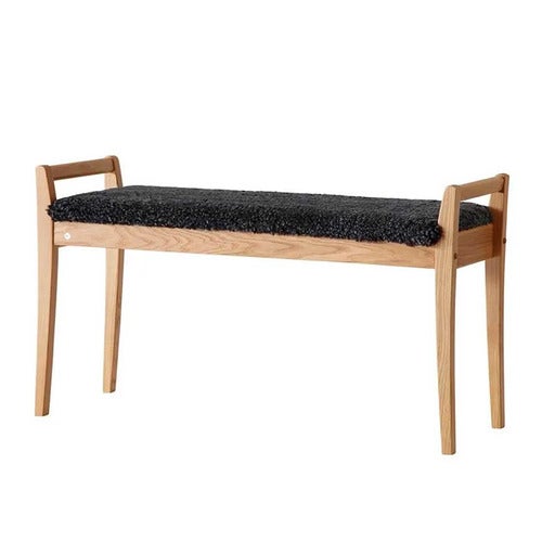 Meja Bank Eiche/Schafsfell geölt Dunkelgrau