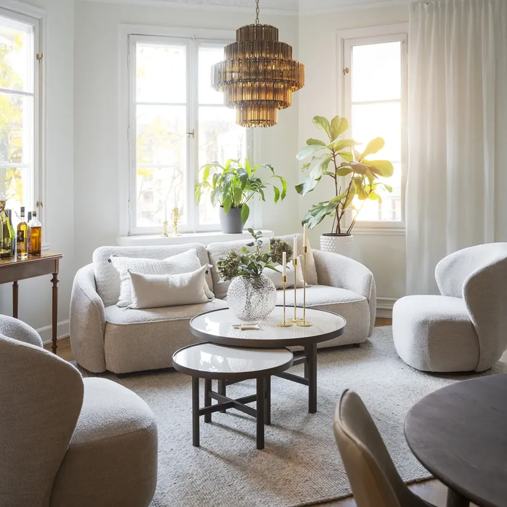 Norris Sofa 3-Sitzer Stoff Anna hellbeige