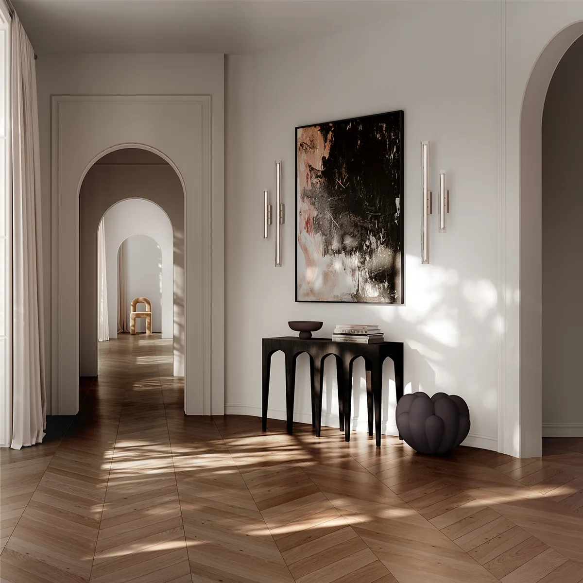Bow Konsolentisch groß –  Coffee Black Oak