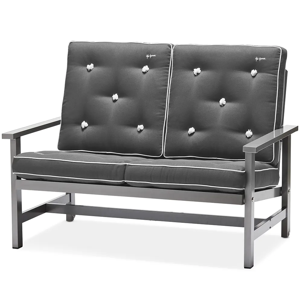 2-Sitzer Sofa Grau Aluminium