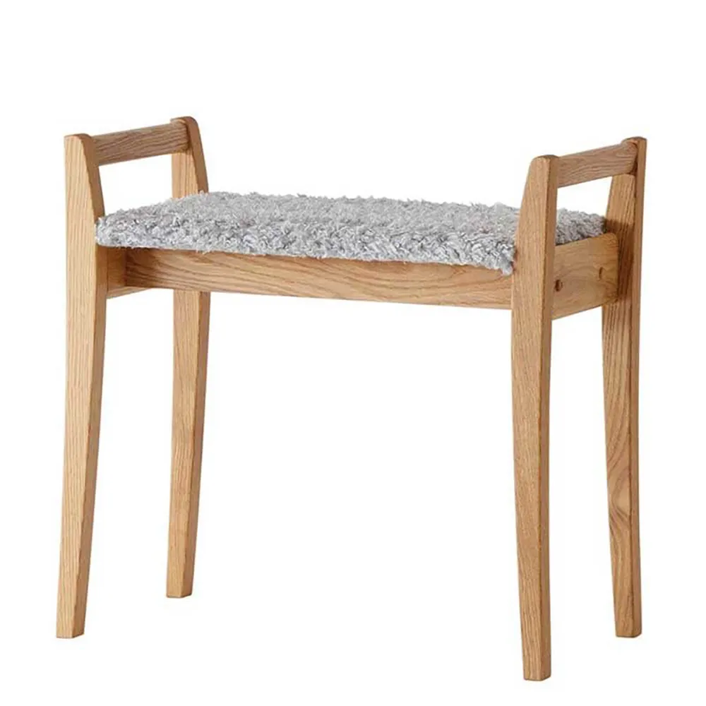 Meja Hocker Eiche geölt/Schaffelloptik Hellgrau