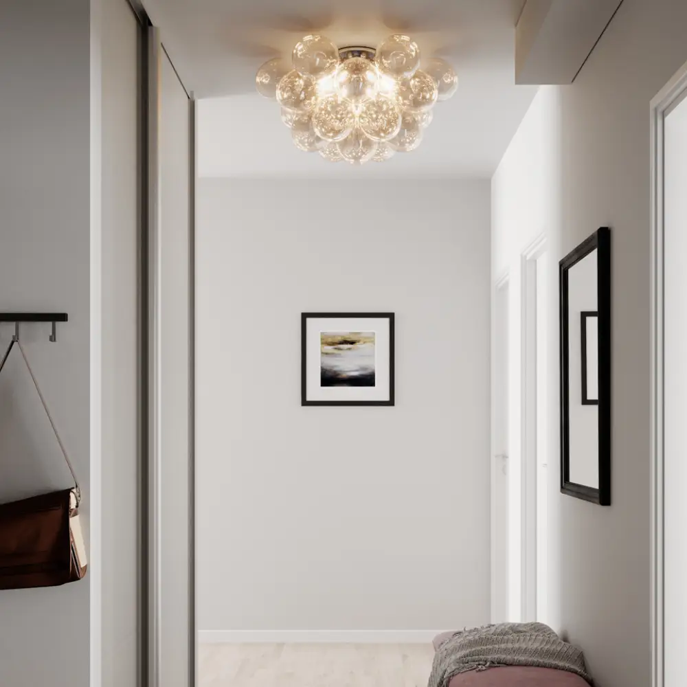 Gross Plafond Deckenleuchte Ø70cm Chrom/Bernstein