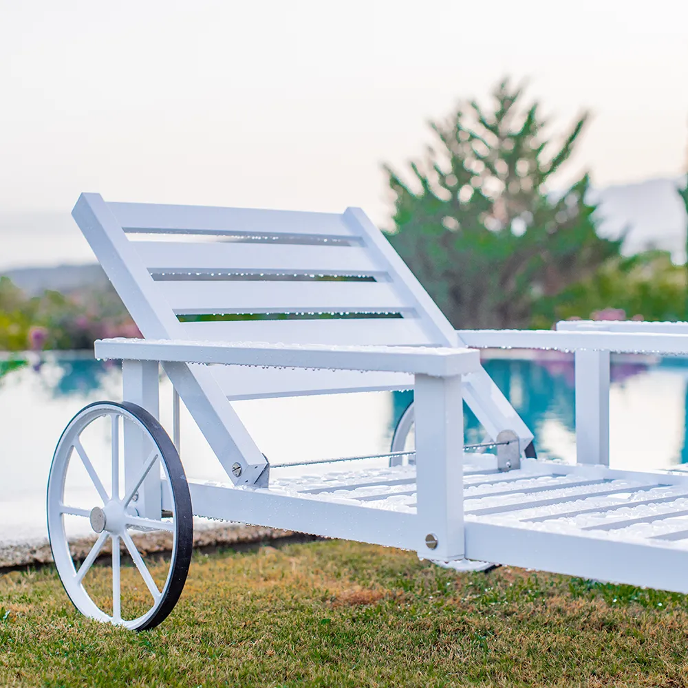 Sonnenliege mit Armlehnen Weiß Aluminium