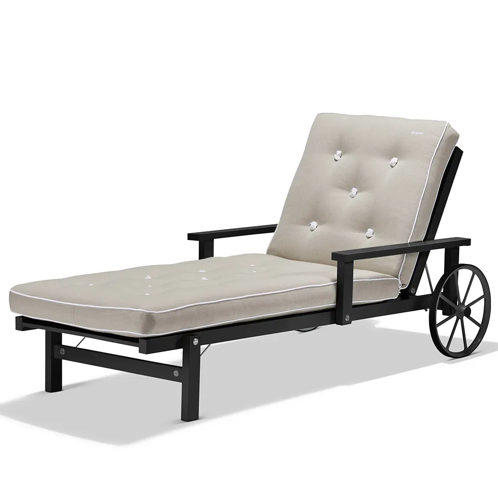 Sonnenliege mit Armlehnen Schwarz Aluminium