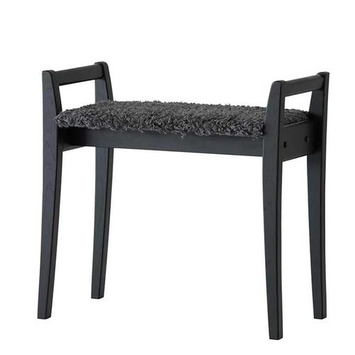 Meja Hocker Schwarz gebeizt Eiche/Schafsfelloptik Dunkelgrau