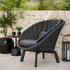 Peacock Lounge Chair schwarz Aluminium Beine Dunkelgrau Soft Rope