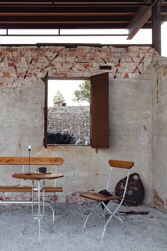 Teakholz-Brauerei-Sofa