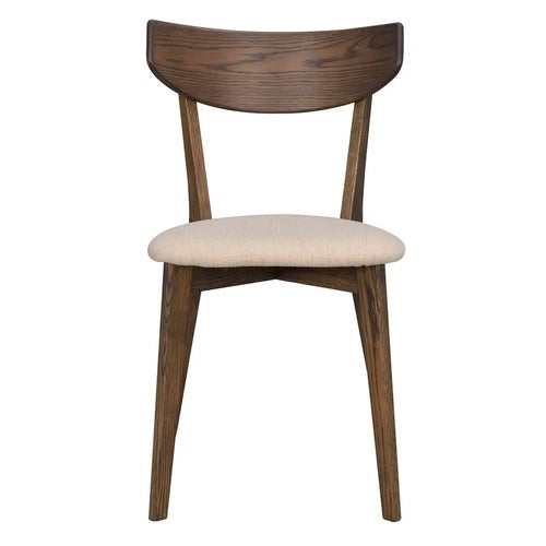Ami Esszimmerstuhl braun lackierte Eiche/beiger Stoffbezug