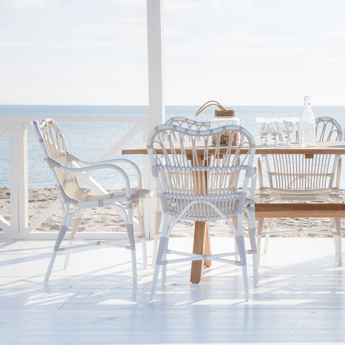 Margret Sessel Rattan weiß / beige