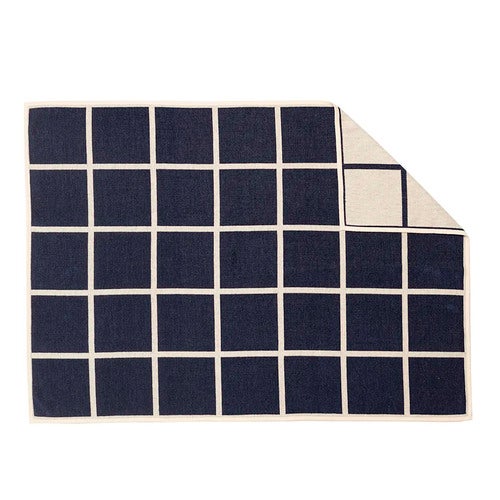 Gewebte Decke aus Lammwolle Criss Dark Blue