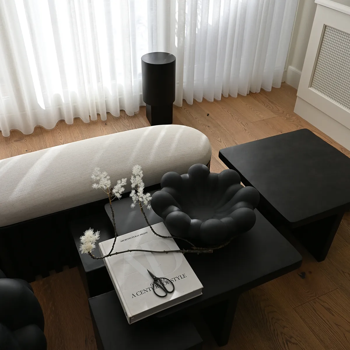Handgefertigte Dekoschale Bloom Black Ø 44 cm