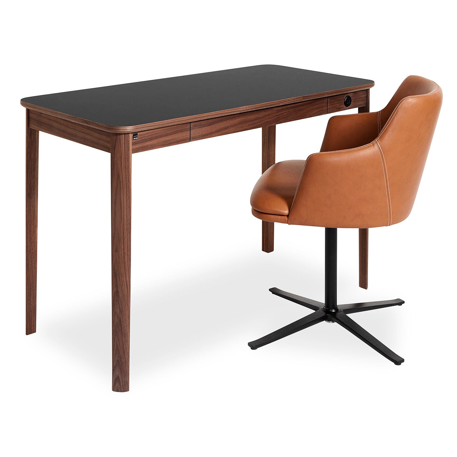 Sm131 Schreibtisch Eiche Weiß Öl/Schwarz Nano-Laminat 115X55X74Cm 