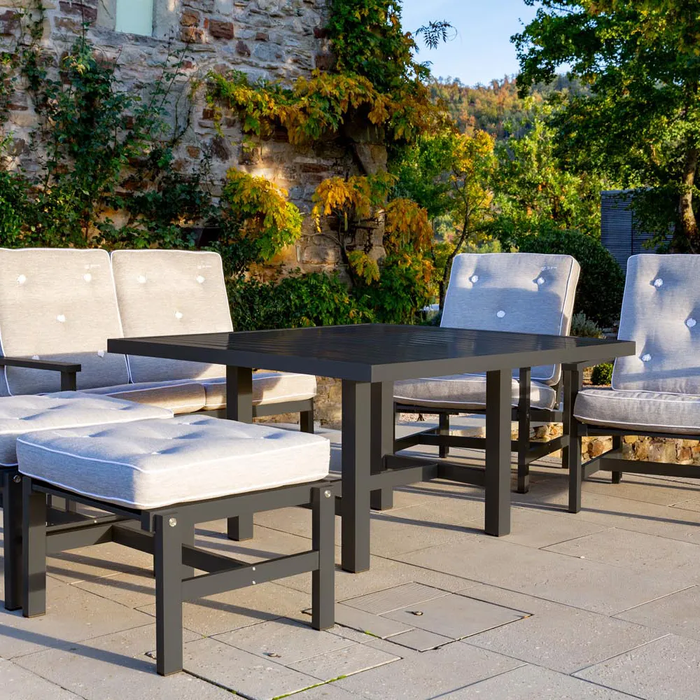 Tisch 122X124cm Höhe 65,5cm Schwarz Aluminium