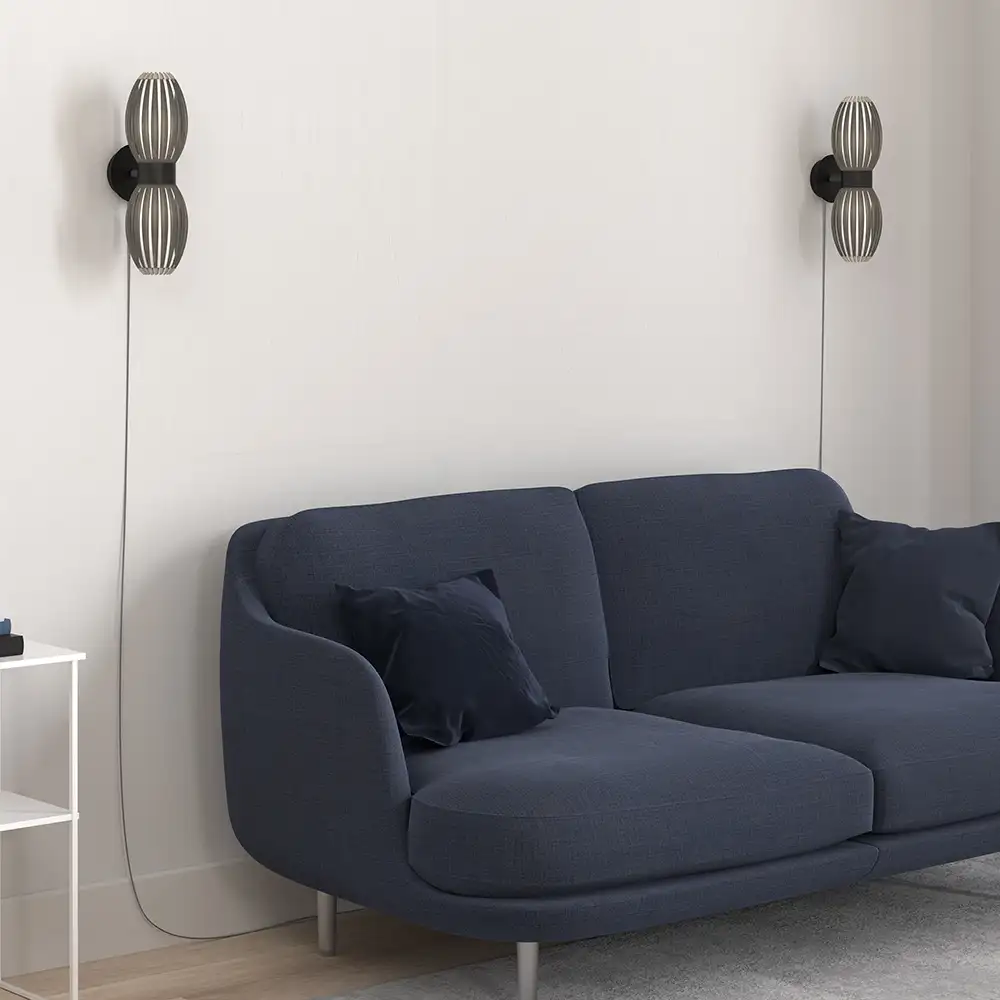 Tentakel Wandleuchte Duo Schwarz/Rauch G9 