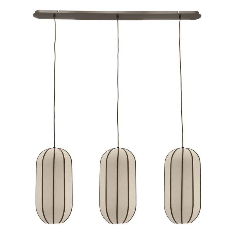 Cocoon cluster rectangular Pendelleuchte 120x25x155 cm IJzer, leer & linnen Natur
