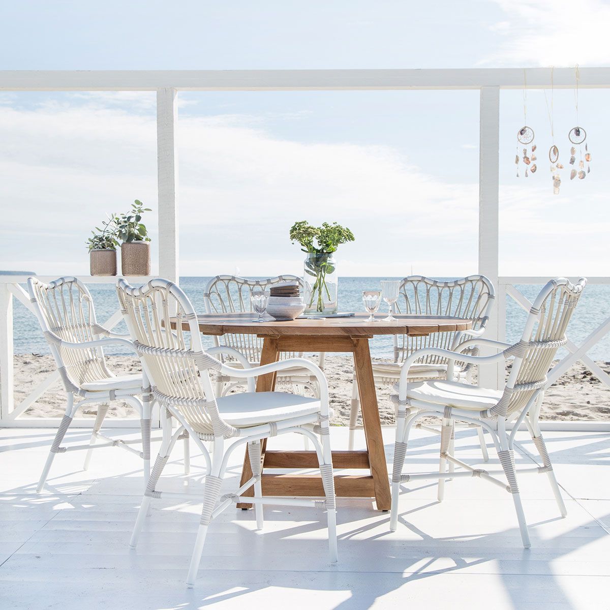 Margret Sessel Rattan weiß / beige