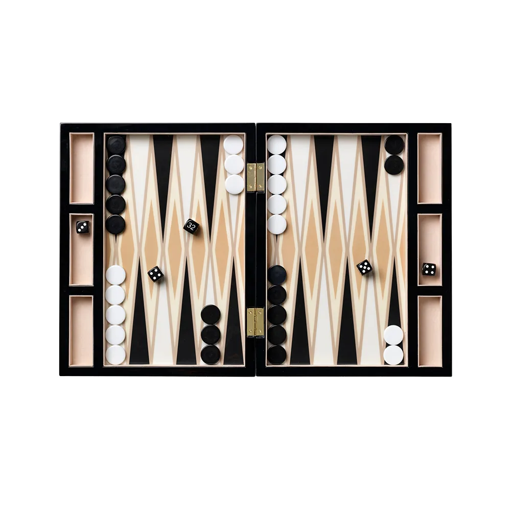 Backgammon Lackiert Black