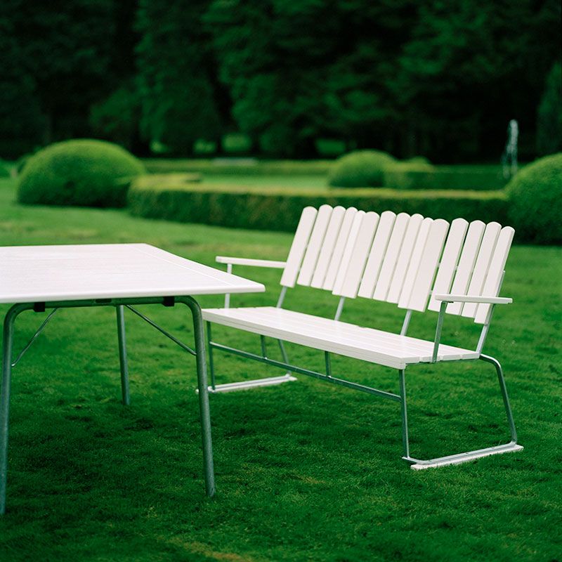 Sofa 6 Eiche weiß lackiert / Gestell feuerverzinkt