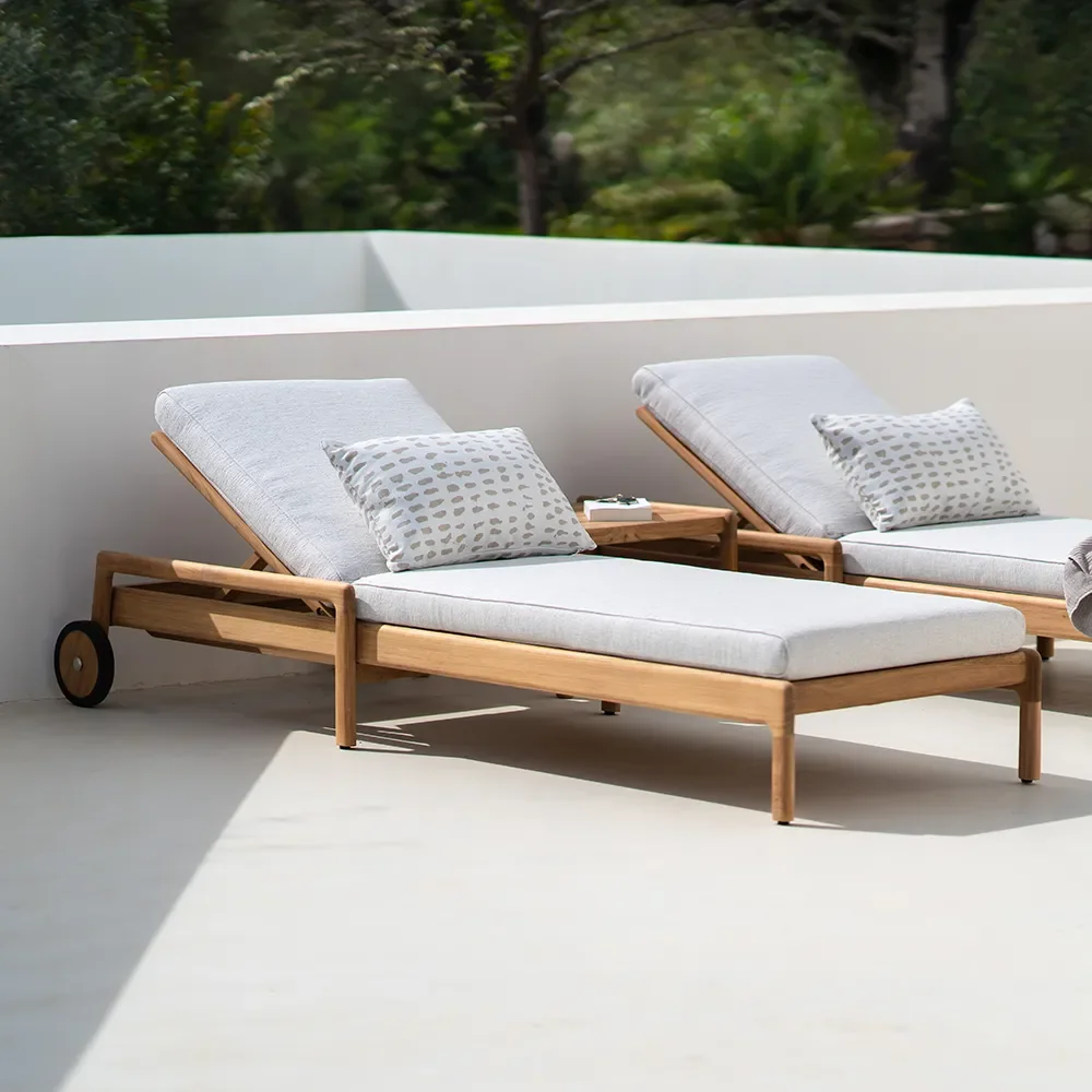 Jack Sonnenliege Teak/Weiß