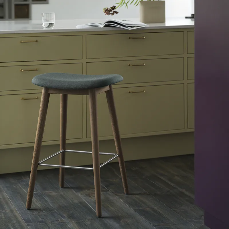 Fiber Barhocker hoch Wood Base - 75 cm - Black/Anthracite Black