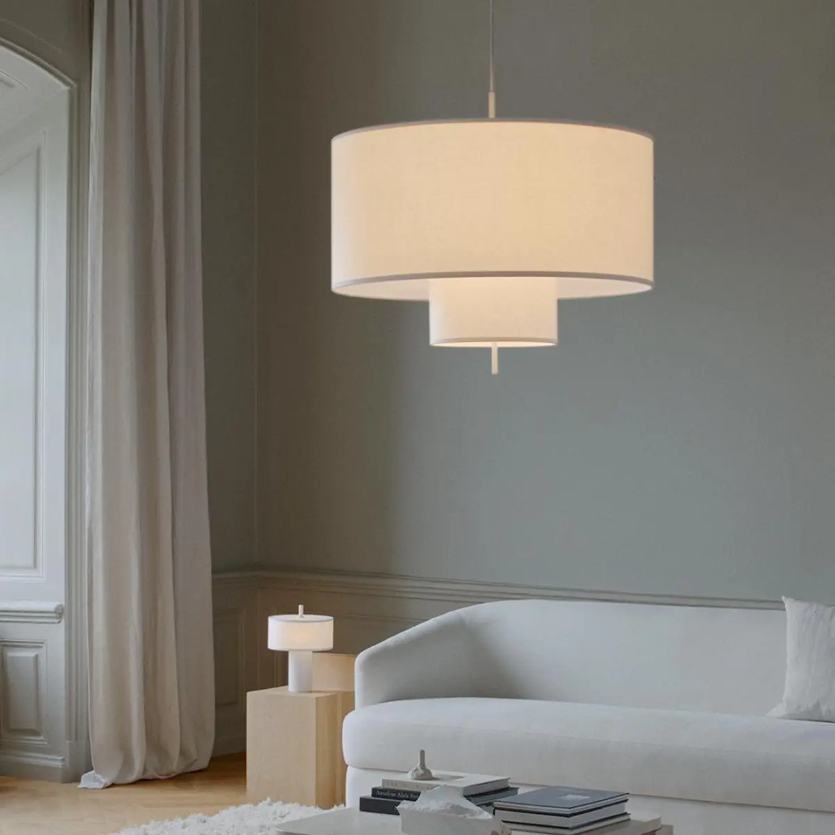 Margin Pendelleuchte Ø90 Weiß Canvas