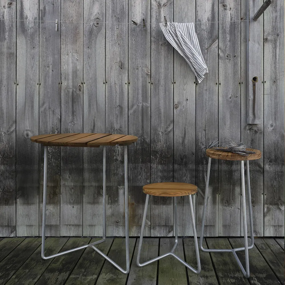 Tabelle 6B 60 Unbehandeltes Teakholz / feuerverzinkter Rahmen