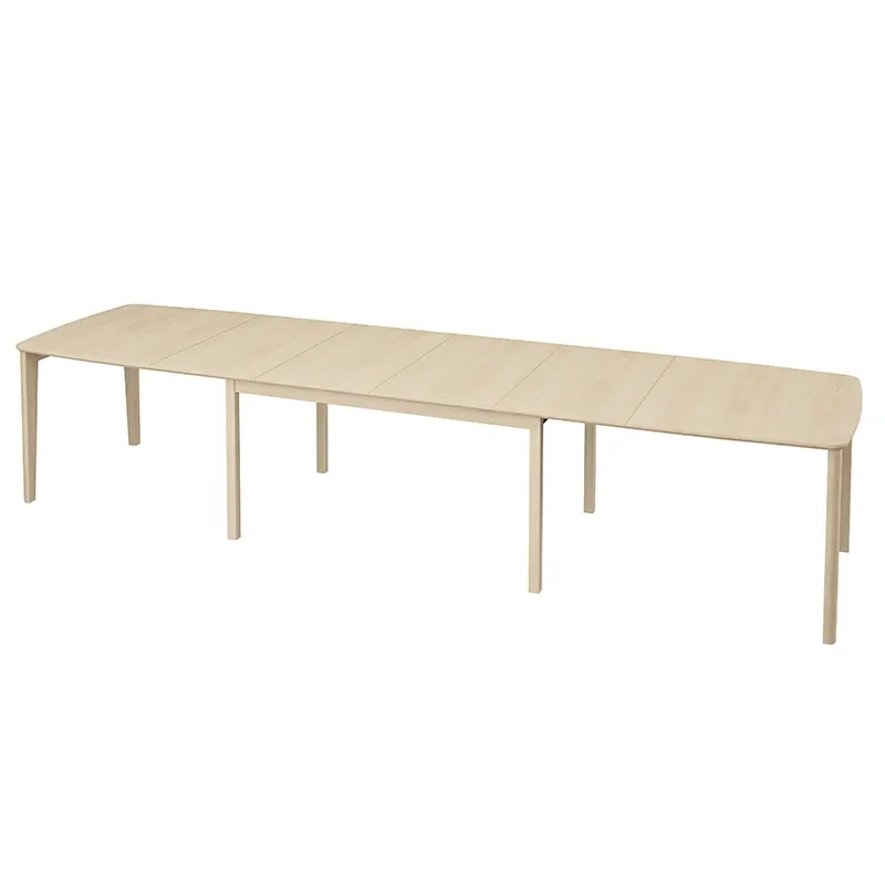 SM107 Esstisch 101x160-316-368 cm Massive, weiß geolte Eiche