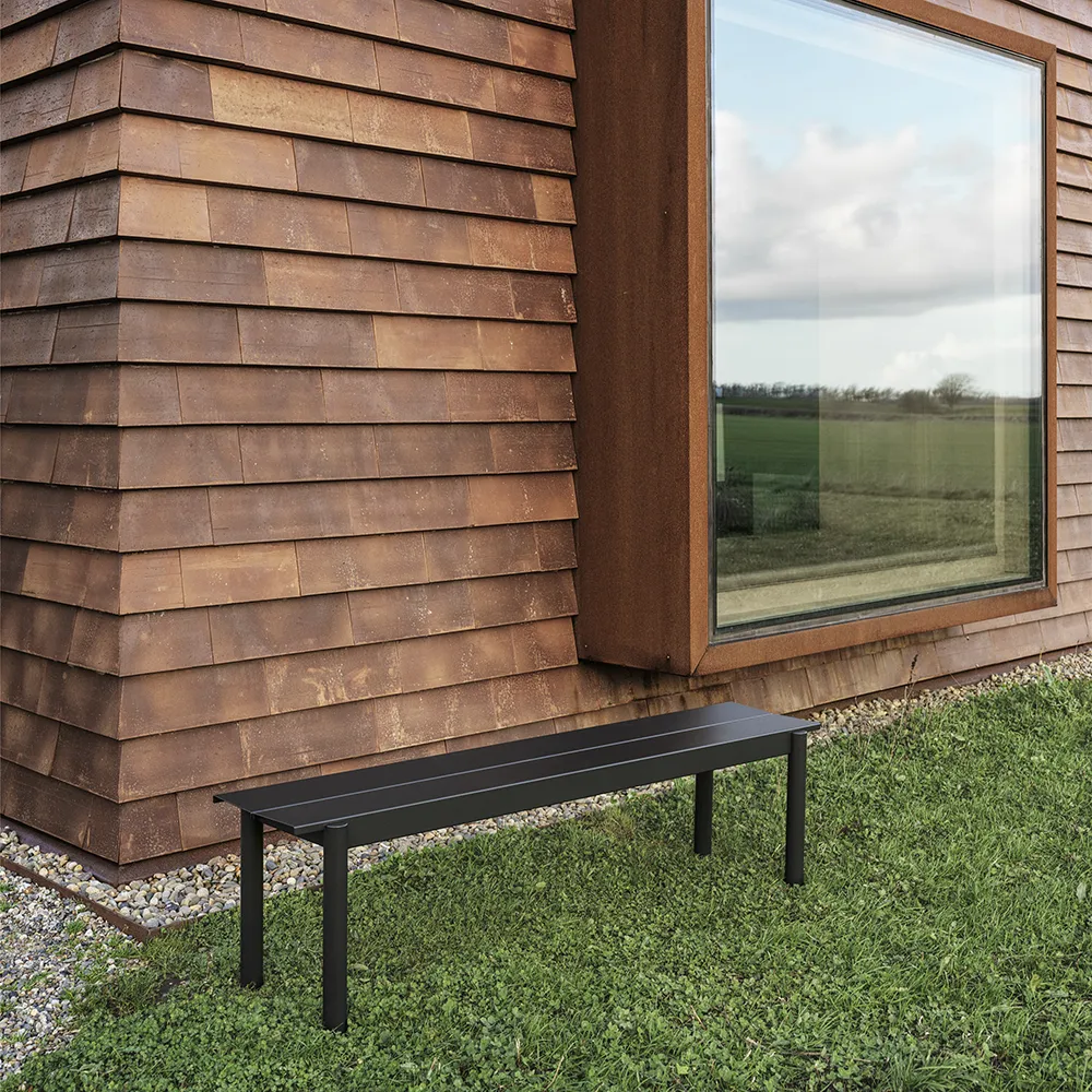 Linear Steel Bank 110x34 cm Warm Galvanized Steel 