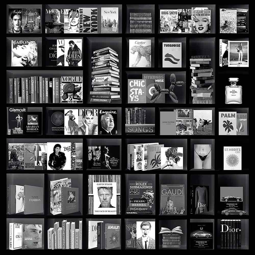 Wanddekoration Buchkoffer Mode Schwarz 120X120 cm