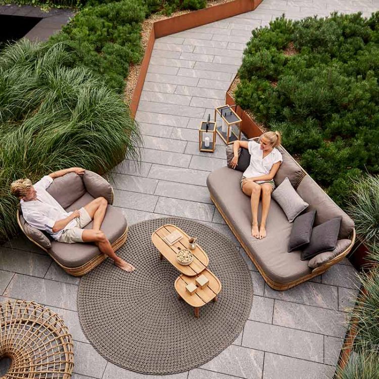 Lounge Sofa Basket Natürliche künstliche Wicker Inkl Licht Airtouch Kissen Set