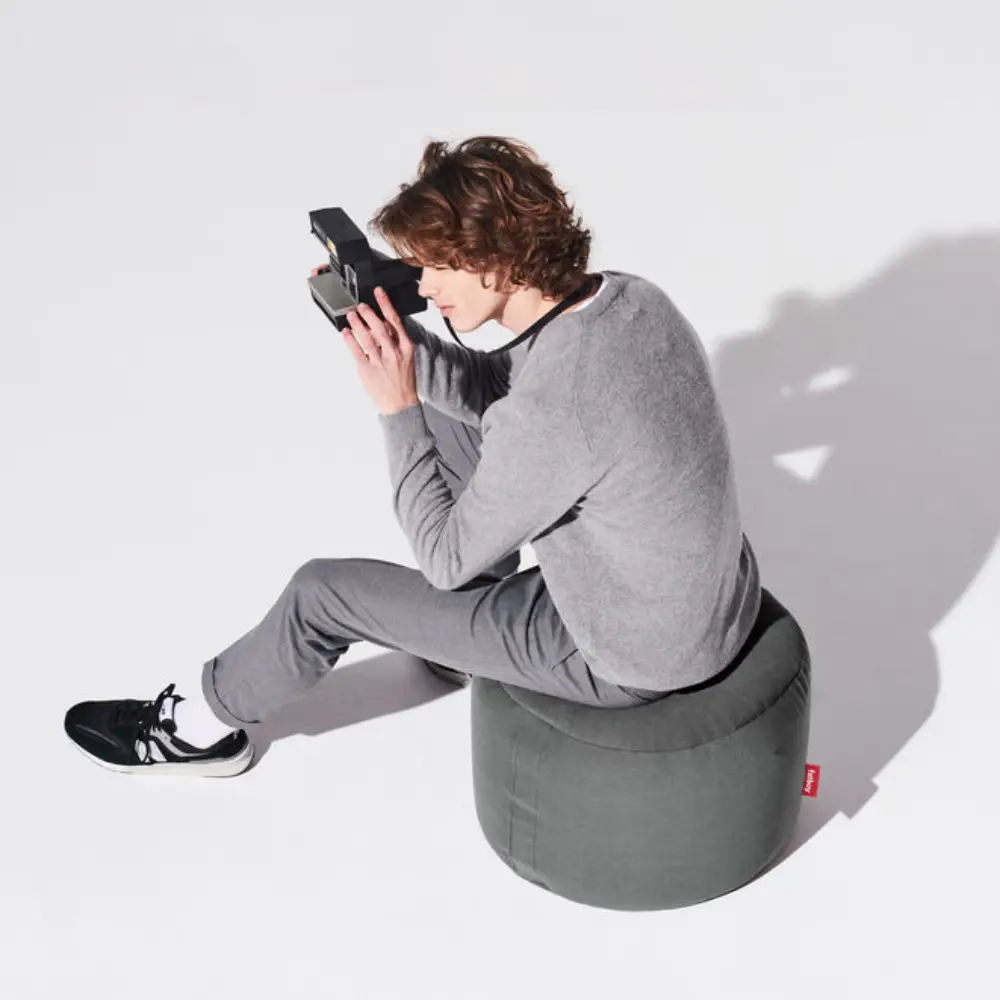 point canvas recycled Puff charcoal grey