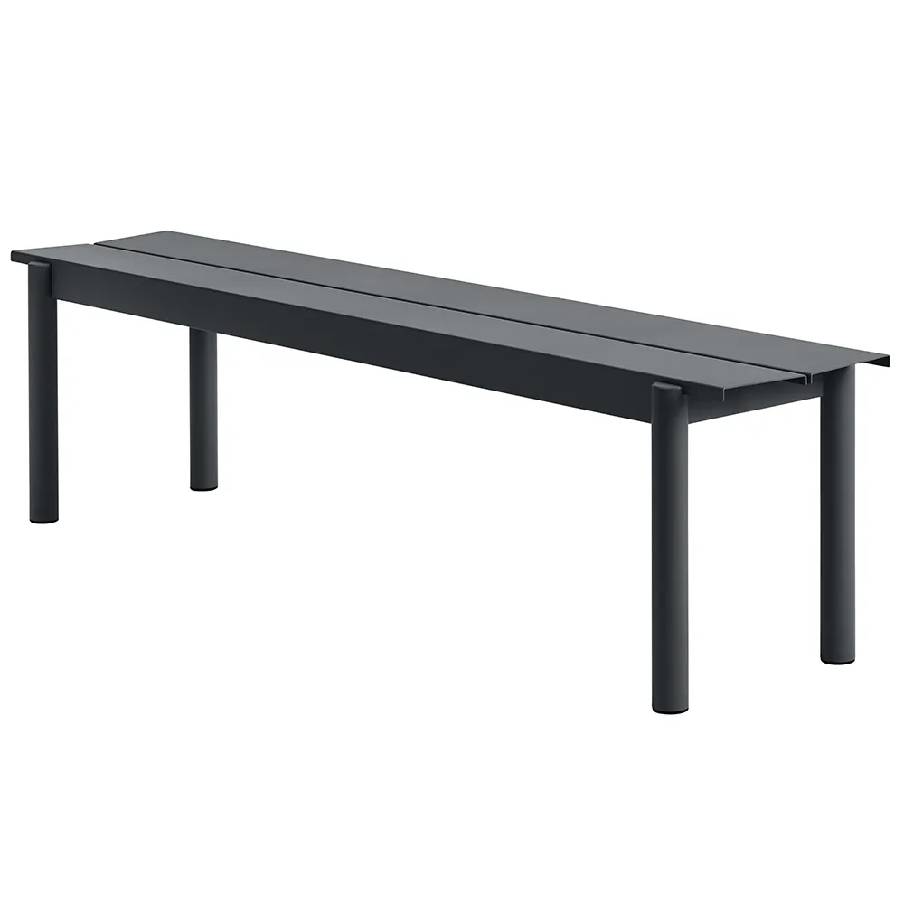Linear Steel Bank 170x34 cm Anthracite Black 