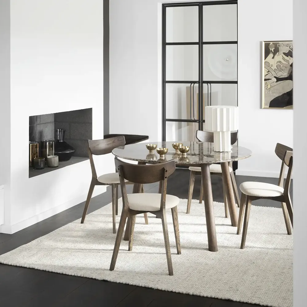 Taransay Esstisch Ø125 cm Brauner Marmor/Braune Eiche