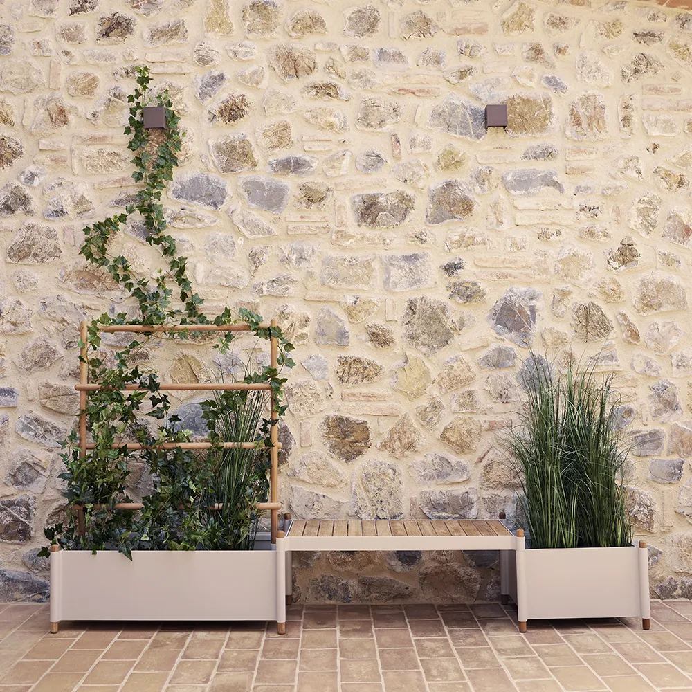 Sticks planter 103x58 cm mit Gestell Teak/Sand