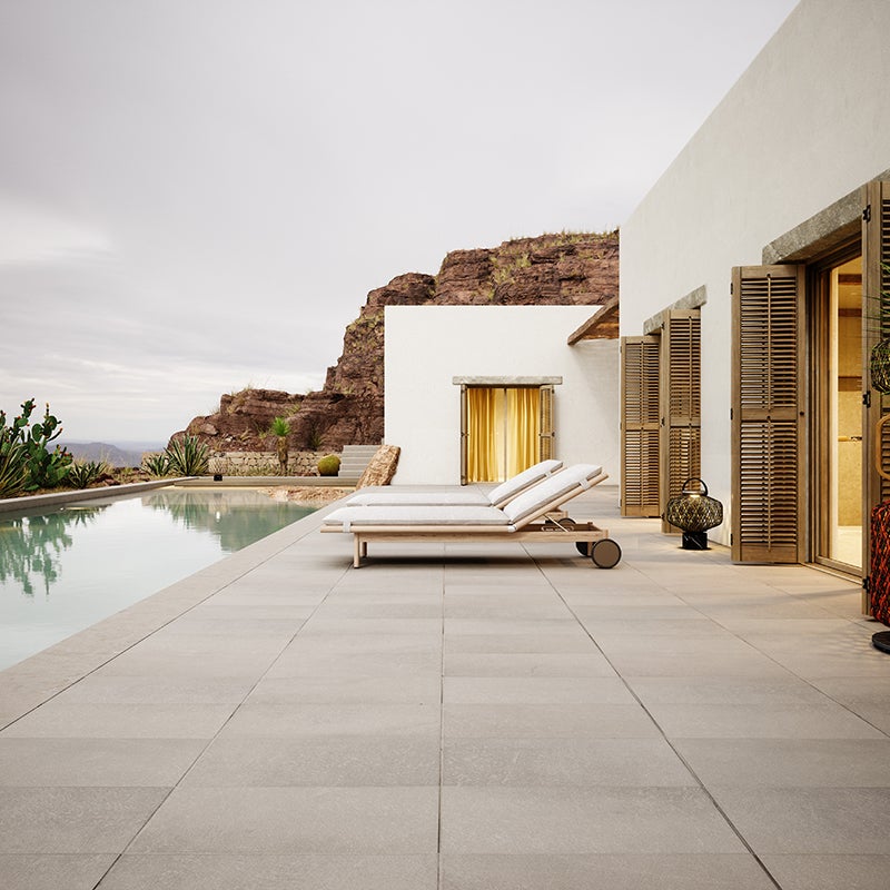 TIBBO Sonnenliege aus Teakholz mit Rädern 