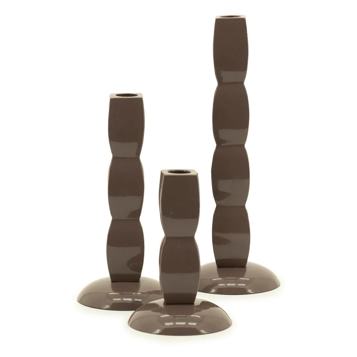 Prinz Kerzenhalter 10x10x28 cm / 10x10x21 cm / 10x10x15 cm Aluminium taupe