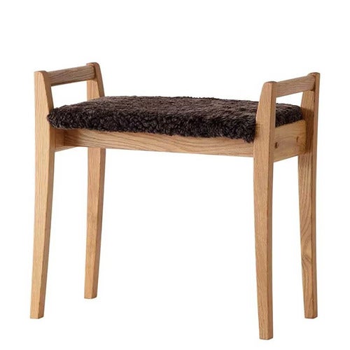 Meja Hocker Eiche geölt/Schafsfell Braun