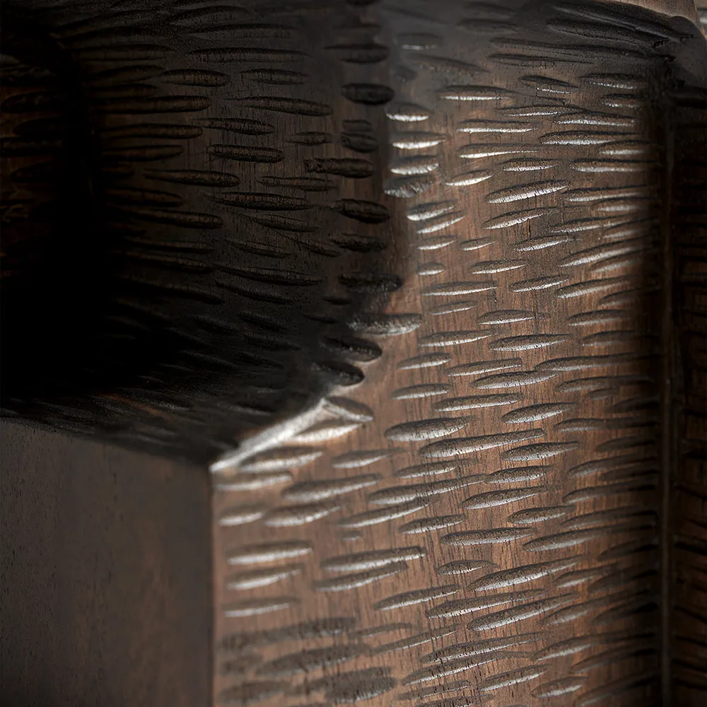  Block Organic Skulptur Espressolackiertes Mahagoni
