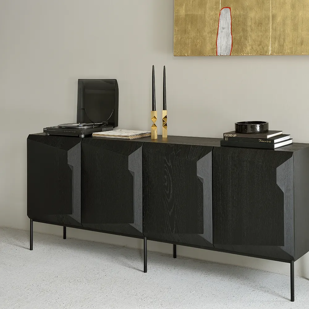 Treppe Sideboard 46x200 cm Eiche Schwarz
