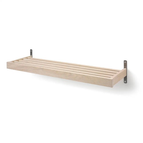 Nadja Schuhregal 100 cm Wandmontage Weiß geölte Eiche/Stahl geschliffen 