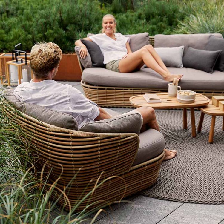 Lounge Sessel Basket Naturgeflecht Inkl Light Cane Line Airtouch Kissen Set