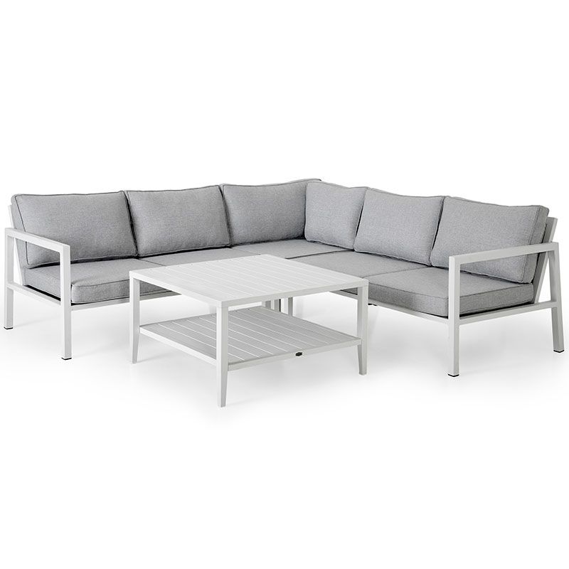 Belfort Ecksofa Weiß/Grau 
