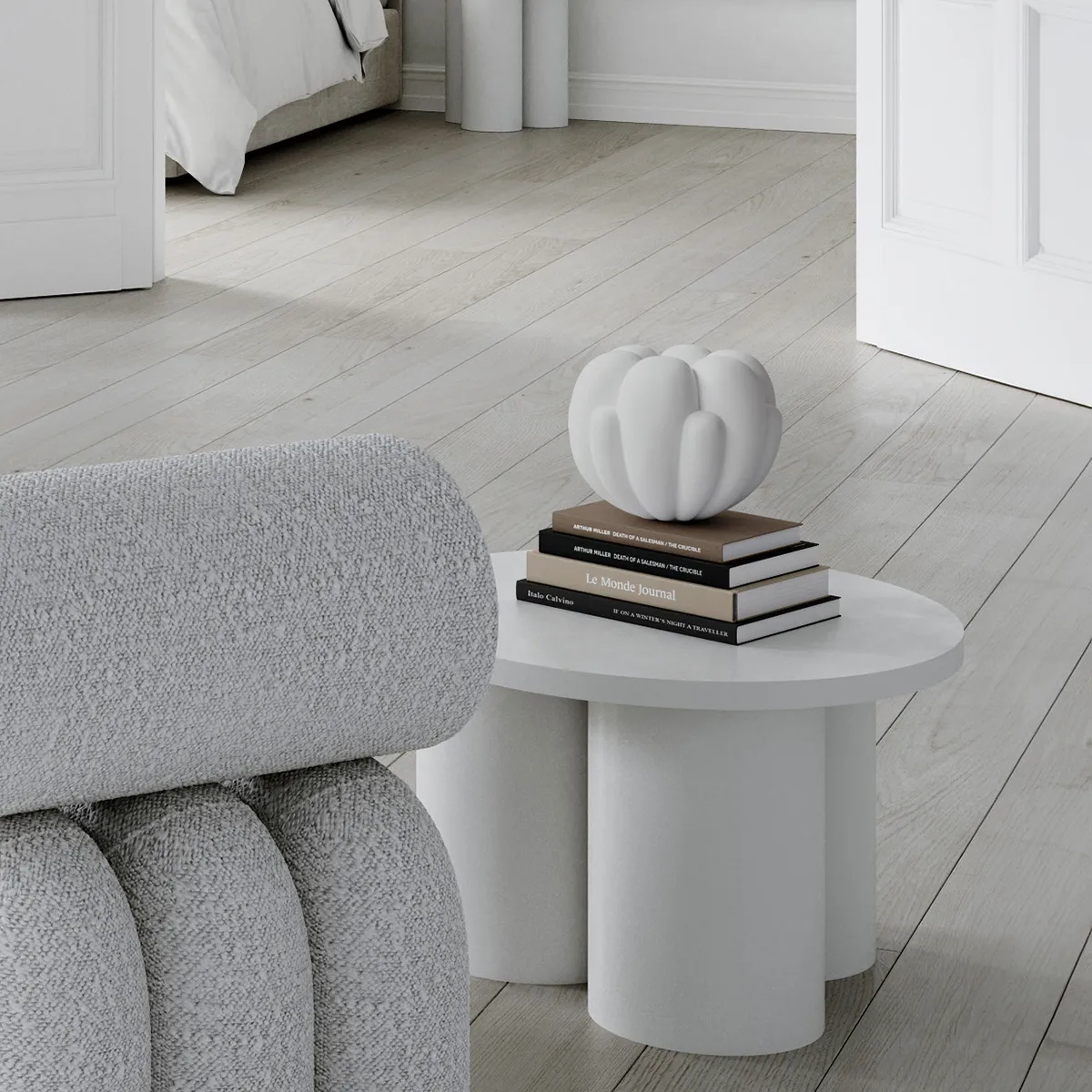 Handgefertigte Vase Bloom Petit Bone White H18 cm
