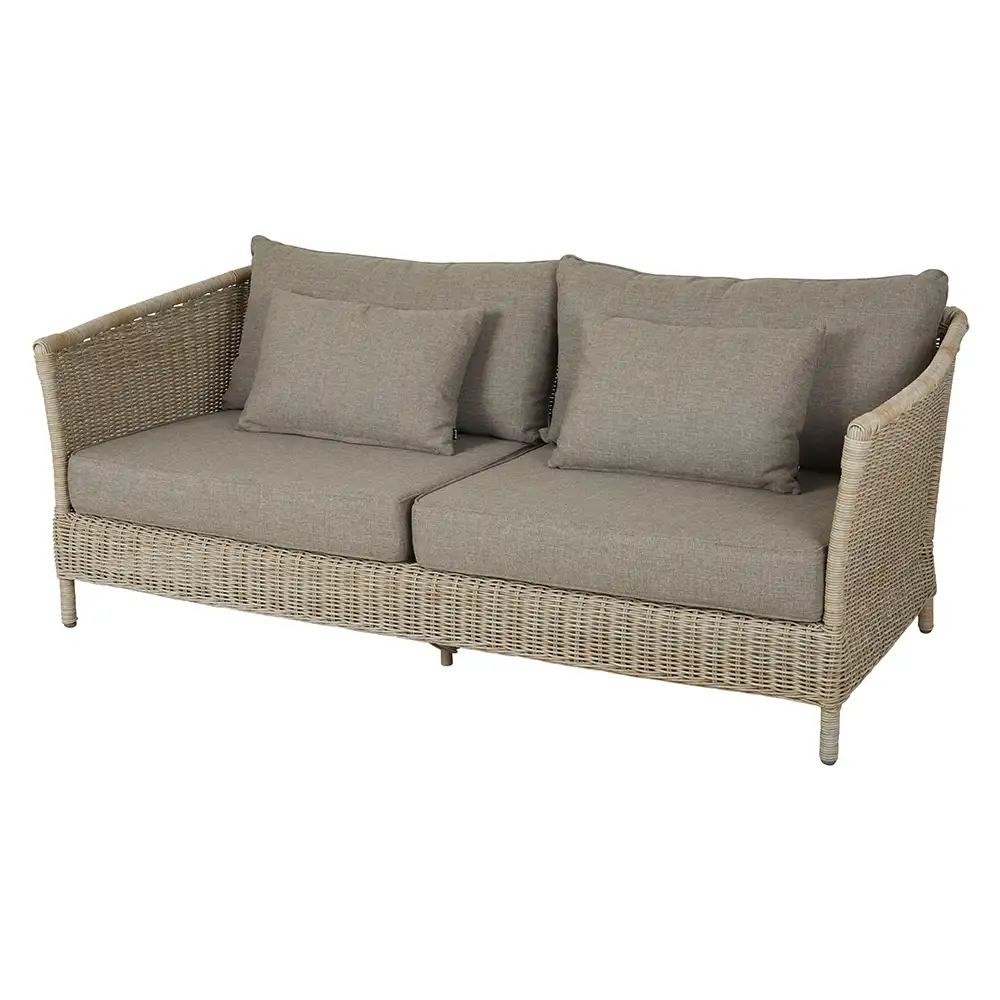Aster 3-Sitzer Sofa beige Rattan inkl. Kissen