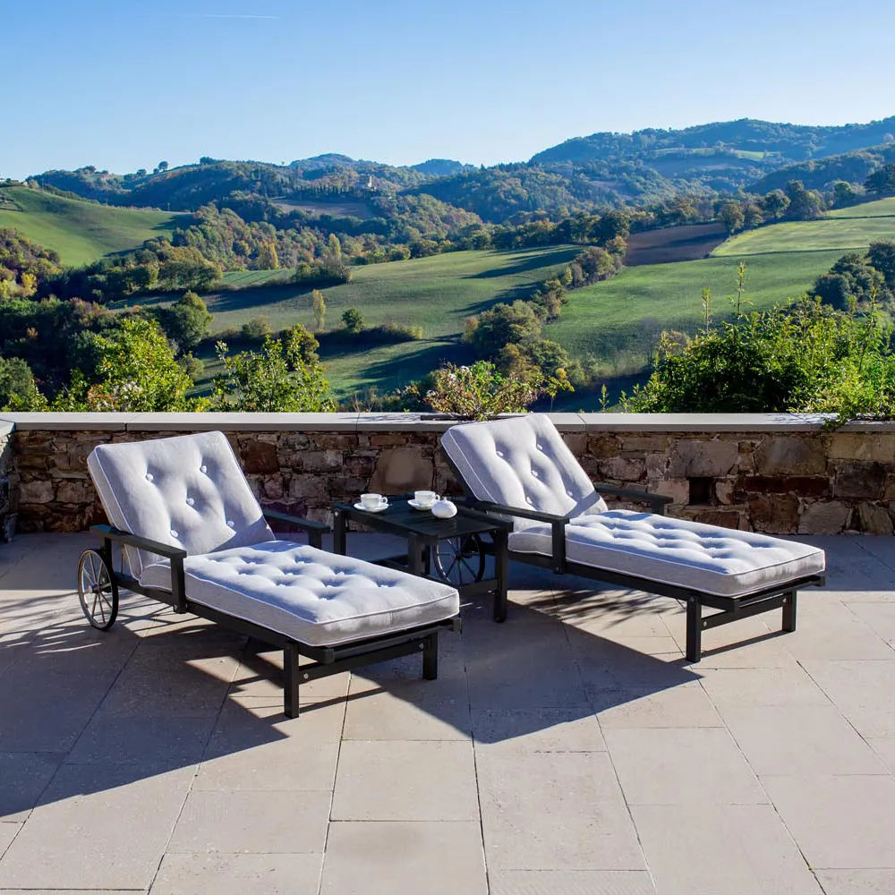 Sonnenliege mit Armlehnen Schwarz Aluminium