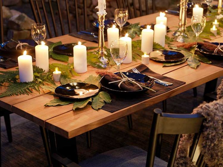 Laurion Couchtisch 67x130 cm teak/schwarz