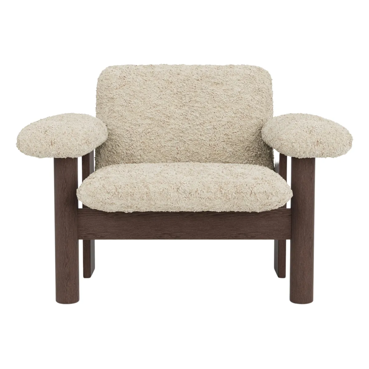 Brasilia Loungesessel Eiche dunkel gebeizt, Sheepskin Nevotex Nature